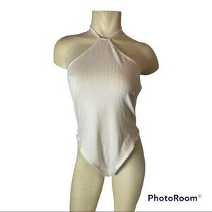 SHEIN Women’s White Halter Top Body Suit Size Large